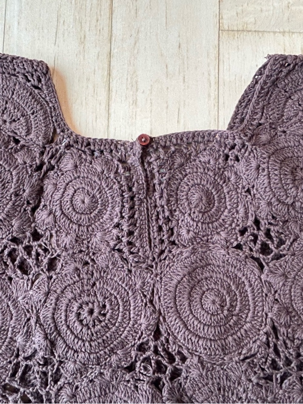 Evereve Hand Crochet Cotton Floral Lace Sleeveless Tank Brown Boho Sz Large NWT - Picture 14 of 16